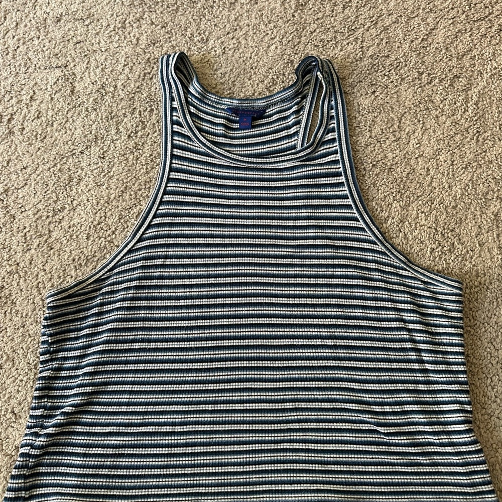 SIZE MEDIUM Women's Aeropostale Blue and White Tank Top